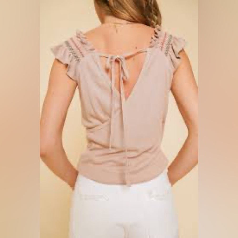 🌟3 for $30🌟 | NWT | Hem & Thread | Surplice Waffle Knit Top | Taupe/Blush | S